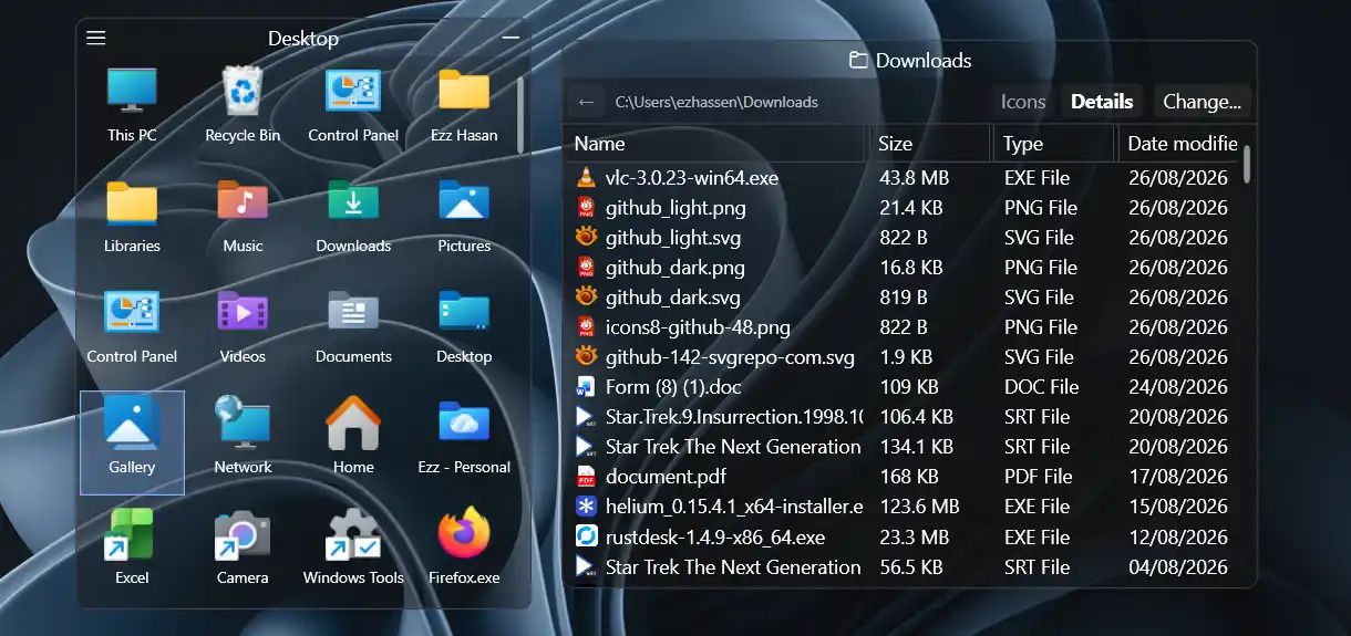 A Maktaby box next to a folder portal showing file details